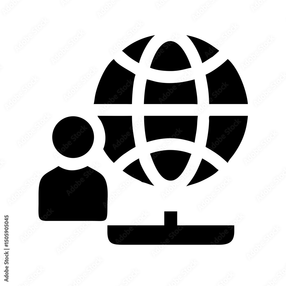 Poster silhouette global remote workforce icon on transparent background for web and graphic design