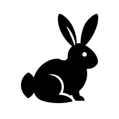 Silhouette easter bunny icon on transparent background for web and graphic design