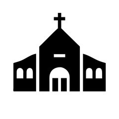 Silhouette easter church building icon on transparent background for web and graphic design