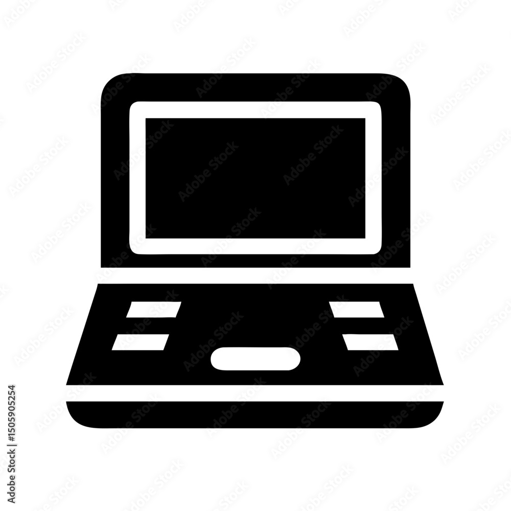 Poster silhouette laptop device icon on transparent background for web and graphic design