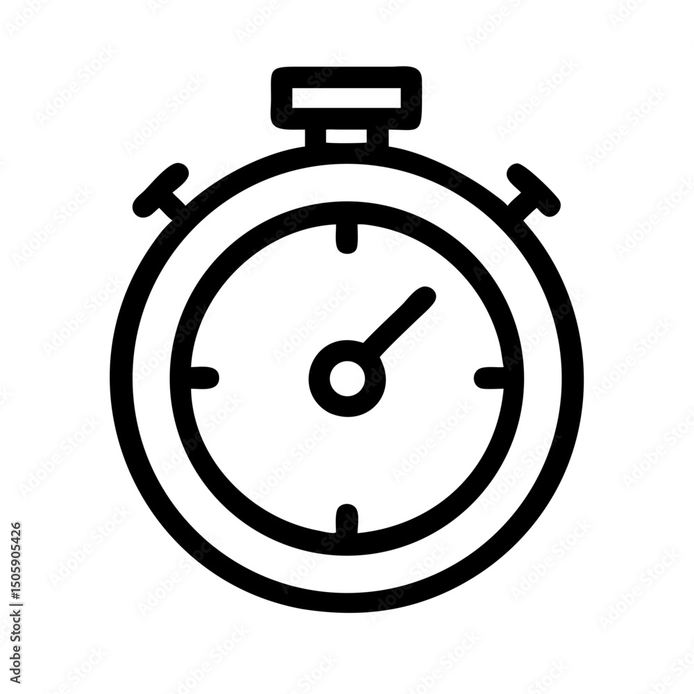 Poster silhouette stopwatch line icon on transparent background for web and graphic design