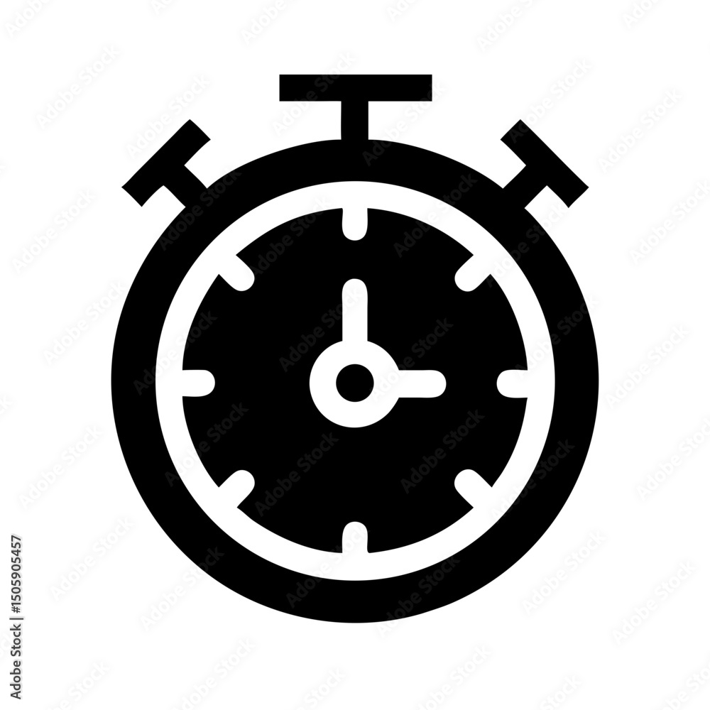 Poster silhouette stopwatch with arrows icon on transparent background for web and graphic design