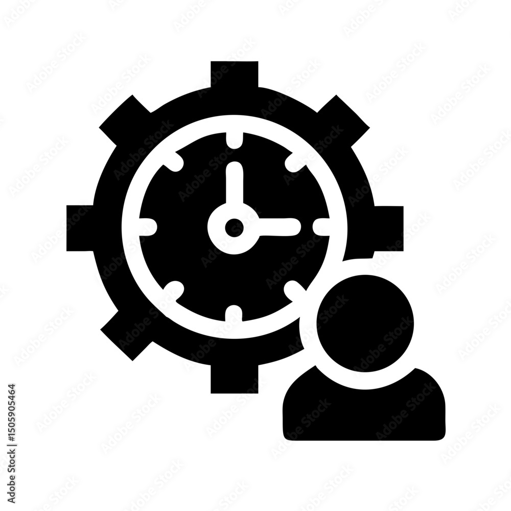Aufkleber silhouette team time management icon on transparent background for web and graphic design