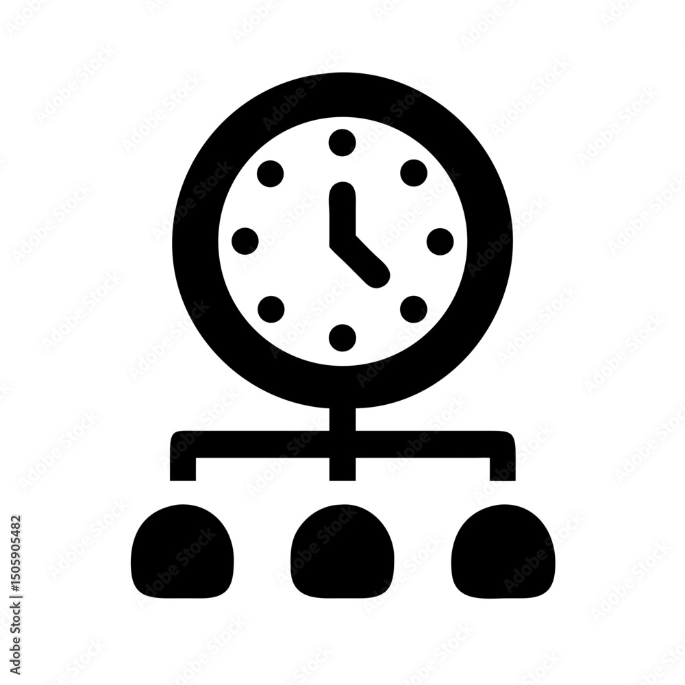 Aufkleber silhouette time management clock icon on transparent background for web and graphic design