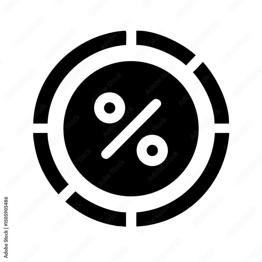 Aufkleber silhouette time based percentage icon on transparent background for web and graphic design