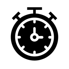 Silhouette stopwatch with arrows icon on transparent background for web and graphic design