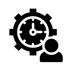 Silhouette team time management icon on transparent background for web and graphic design