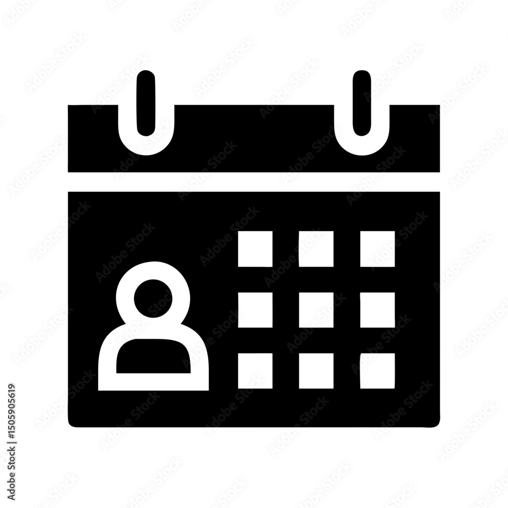 Poster silhouette work calendar icon on transparent background for web and graphic design