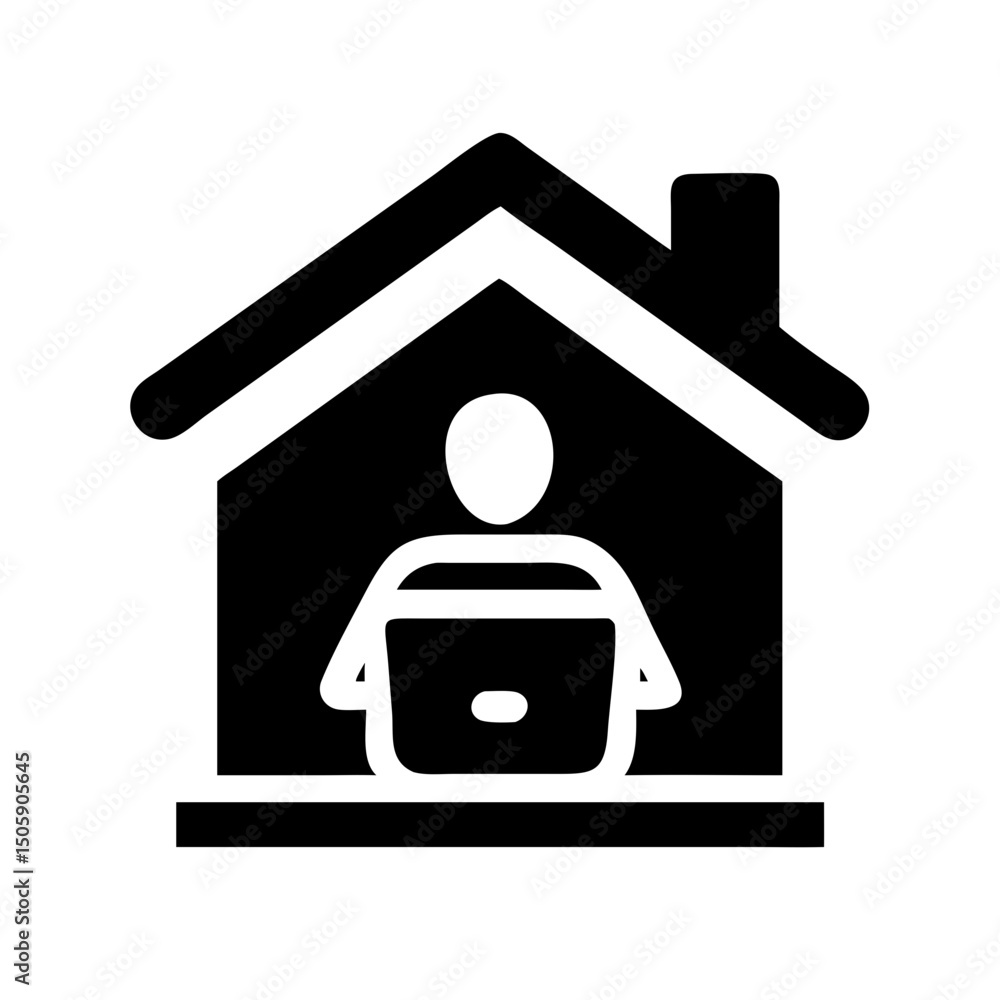 Aufkleber silhouette work from home symbol on transparent background for web and graphic design