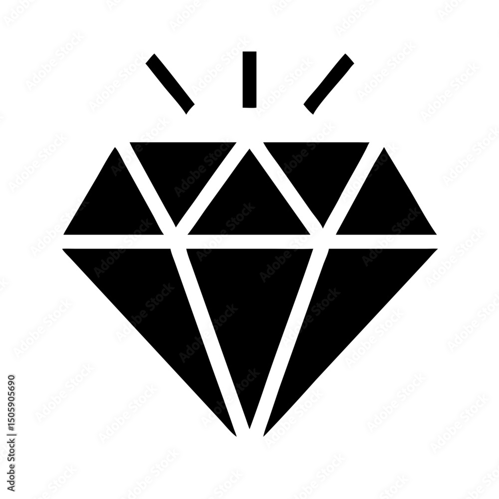 Poster silhouette diamond icon on transparent background for web and graphic design