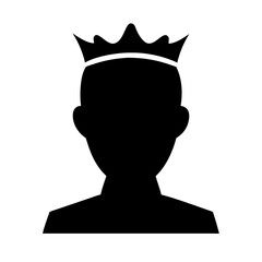 Silhouette crowned man on transparent background for web and graphic design
