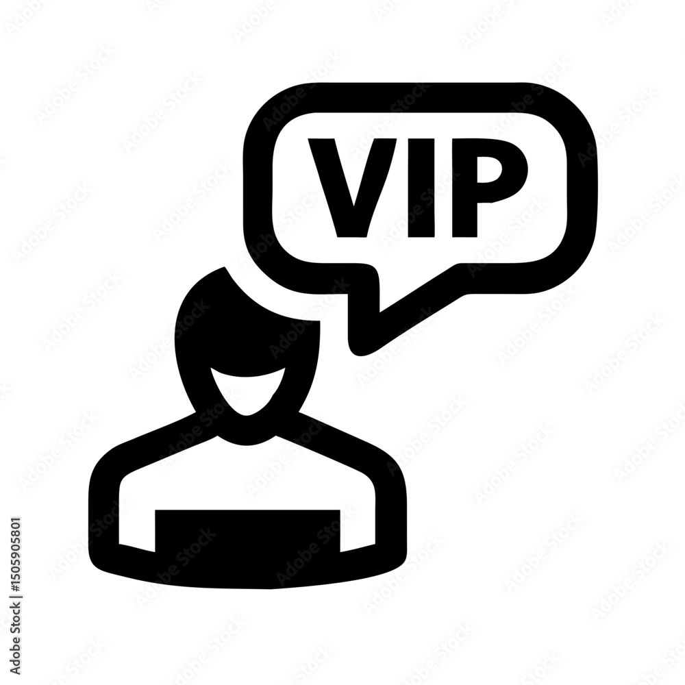 Poster silhouette vip speech bubble on transparent background for web and graphic design