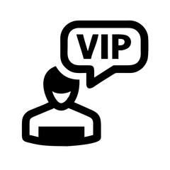 Silhouette vip speech bubble on transparent background for web and graphic design