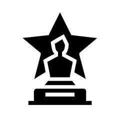 Silhouette vip star trophy on transparent background for web and graphic design