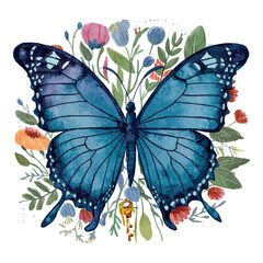 Colorful butterfly with bright wings on a white background