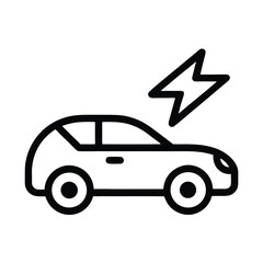 Car with Electric Spark Vector Icon
