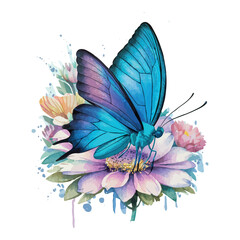 Colorful flying butterfly on a beautiful flower, a vibrant insect in nature's summer and spring beauty