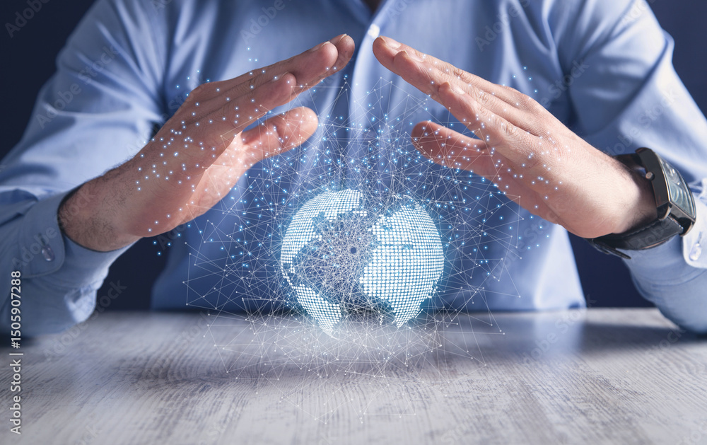 Poster global network concept. network communication