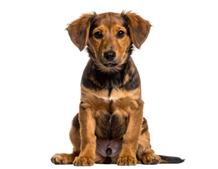 Young Dog Sitting – One Year Old Puppy on Transparent Background