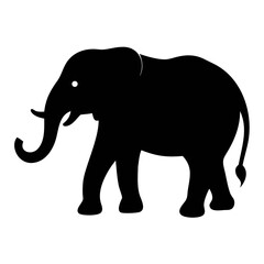 Minimalist Black and  white Elephant Silhouette 