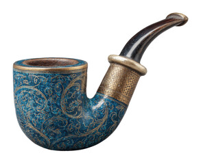 Artisan crafted blue smoking pipe vintage collection decorative item isolated on transparent background