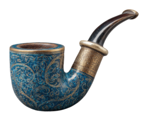 Artisan crafted blue smoking pipe vintage collection decorative item isolated on transparent background