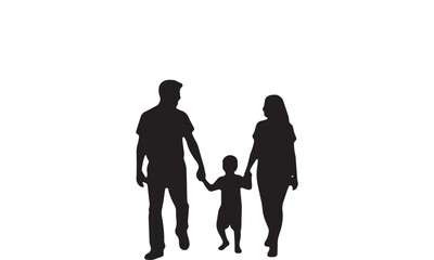 Happy Family Walk Silhouette
