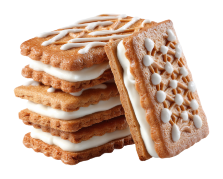 Delicious cookies stacked bakery food dessert concept isolated on transparent background