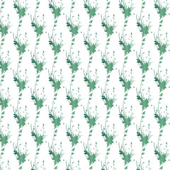 Green Christmas floral pattern with grunge snowflakes border decoration