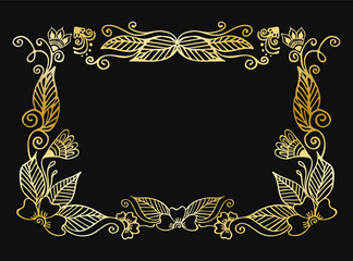 Floral Ornamental Golden Frame Vector
