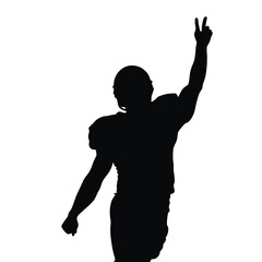 American football player silhouette celebrating victory 