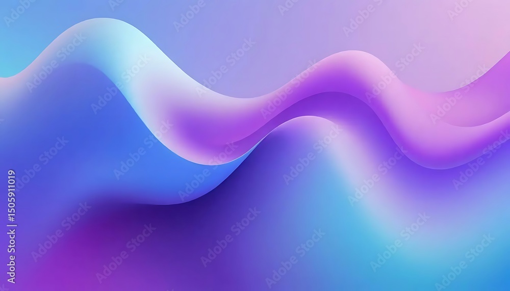 Poster abstract flowing shape in vibrant gradient of blue and pink creates a calming and serene mood.