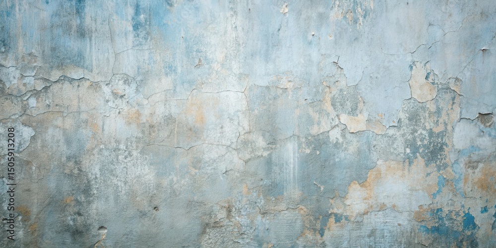 Poster a weathered blue and yellow wall texture with peeling paint and cracks creating a distressed and vin