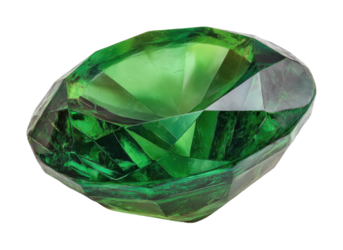 Emerald gemstone showcase jewelry display high-quality lighting view isolated on transparent background