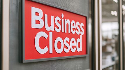 Obraz premium business closed. Business closure sign in a commercial setting.