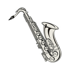 Baritone vector art illustration. saxophone with musical notes.