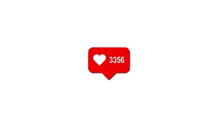 Animation of a simple counter from 0 to 4000 values, heart shape in a red rectangle animation video. Perfect to show any social network popularity concept