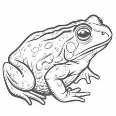 Detailed Line Art of a Common Toad