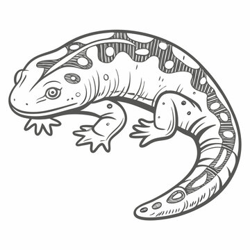 black and white salamander drawing clip art preview