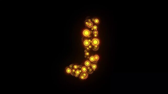 Letter J Sun Text Effect Animation