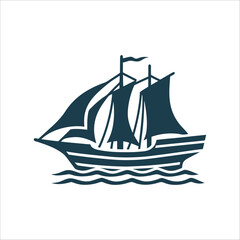 Phinisi Ship Sailing on Maritime Day in Teal Ocean