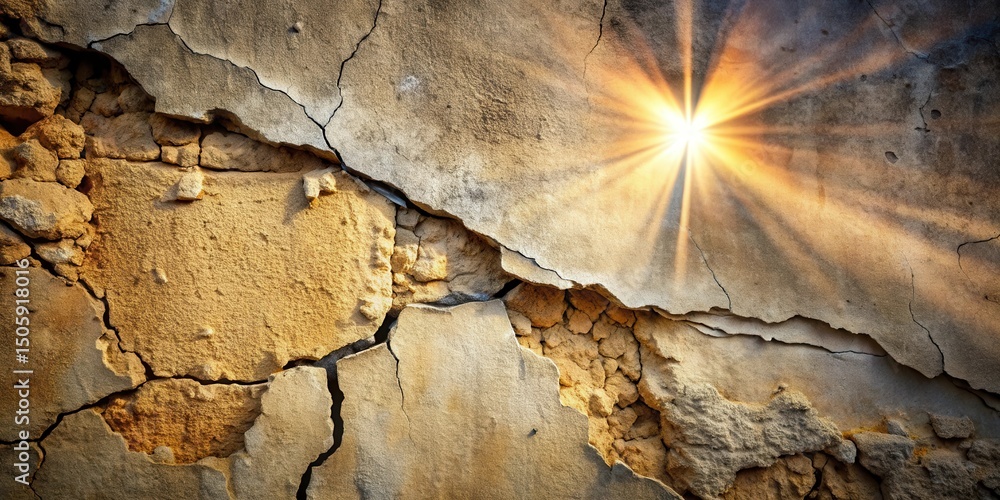 Poster a crack in the wall lets in light, revealing the inner structure of the stone.