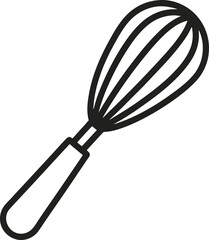Outline icon of kitchen utensil whisk isolated on a transparent background