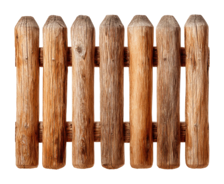 Wooden fence panel product rustic design isolated on transparent background