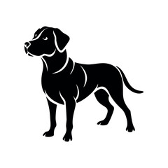 dog silhouette, vector, isolated black silhouette of a dog.