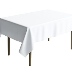 White tablecloth on a rectangular table, isolated on a transparent background (2)