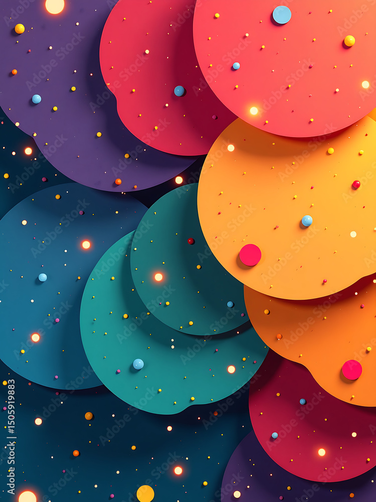 Poster colorful textured design combines smooth color gradient geometric shapes festive glowing