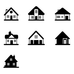 Simple House Icons Collection – Minimalist Black Home Symbol Set