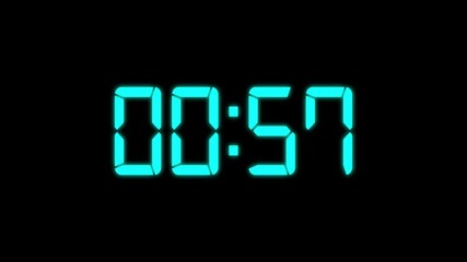 60 seconds countdown, 1 minute timer countdown animation, concepts animation on 1 minutes countdown on black background. Circle 60 seconds countdown timer animation with alpha channel