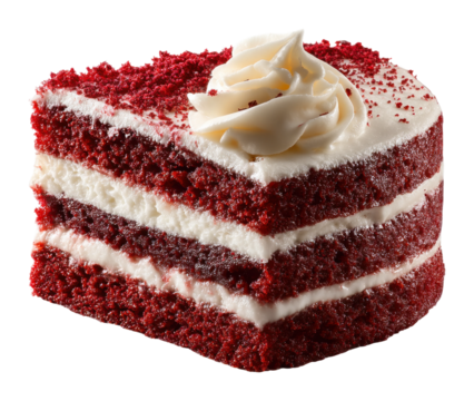 Valentine's day celebration heart-shaped red velvet cake bakery food bright lights isolated on transparent background